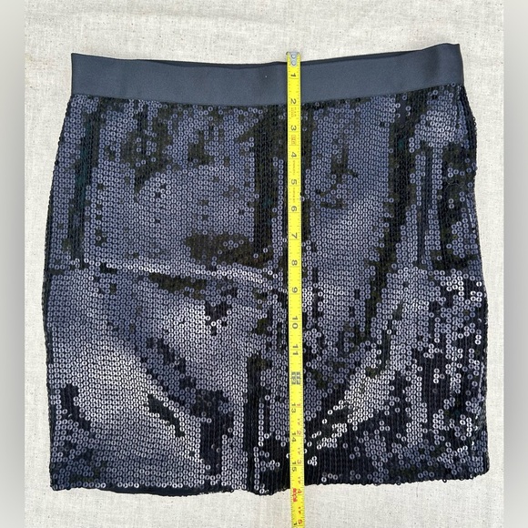 NWOT🌟VINTAGE🌟black sequined mini skirt overlapping draped front side zip… - Picture 15 of 15